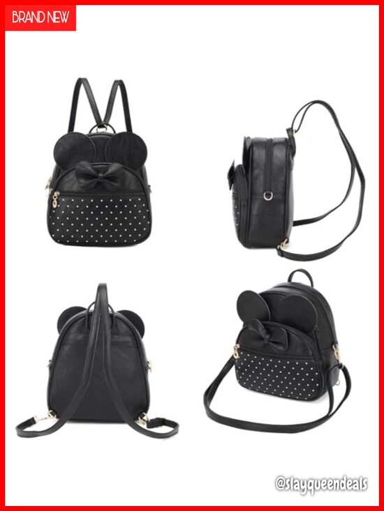 Bowknot Mini Backpack Cute Daypack Convertible Shoulder Bag Purse PU Leather main image 5